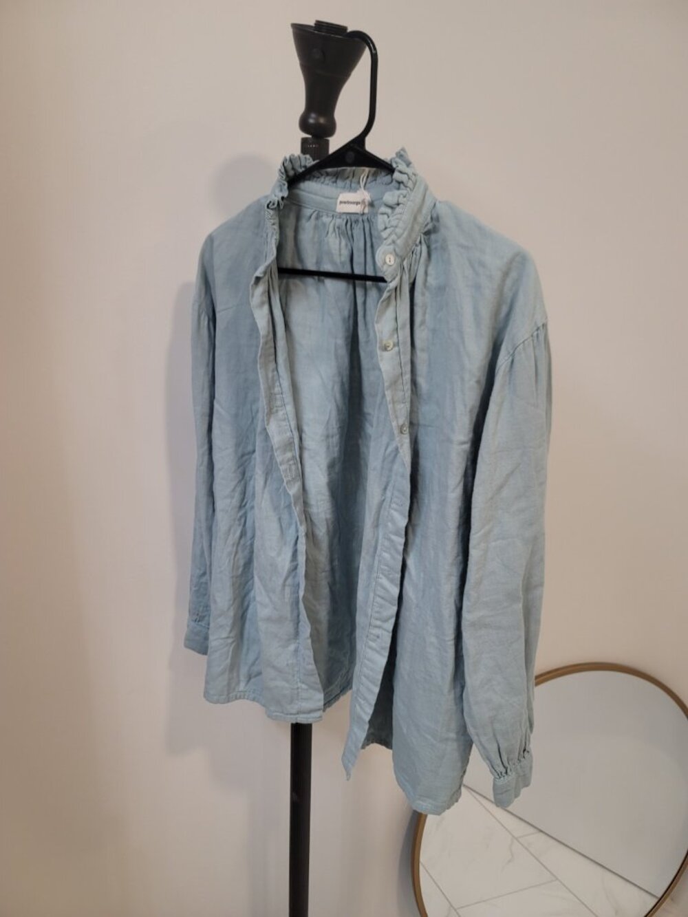 Poudre Organic Denim Button Down Shirt Women’s S Light Blue